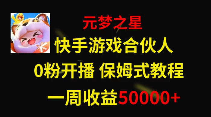 快手游戏合伙人新风口，元梦之星爆火游戏，一周收入50000+ - 吾爱随笔资源网