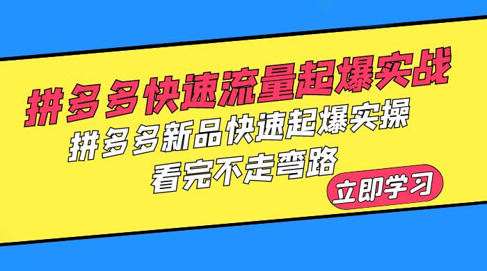 拼多多 · 快速流量起爆实战：拼多多新品快速起爆实操，看完不走弯路 - 吾爱随笔资源网