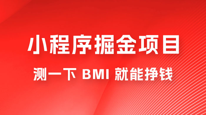 日入 300+ 的小程序掘金项目，测一下 BMI 就能挣钱 - 吾爱随笔资源网