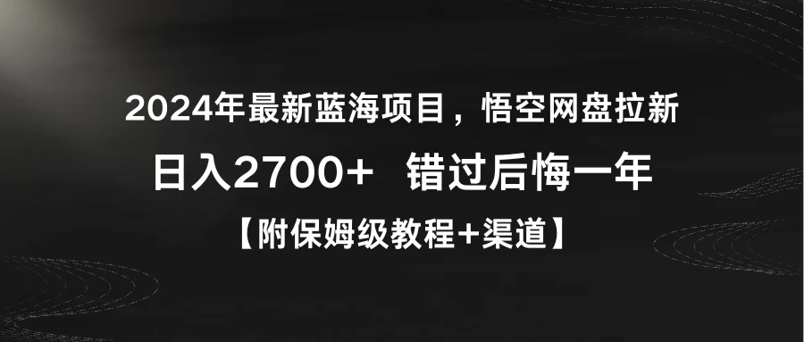 2024年最新蓝海项目，悟空网盘拉新，日入2700+错过后悔一年【附保姆级教程+渠道】 - 吾爱随笔资源网