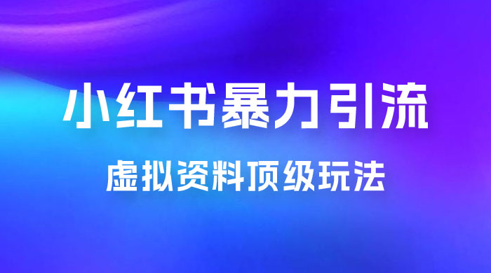 虚拟资料顶级玩法，小红书暴力引流，喂饭级教程零成本，利润任你定 - 吾爱随笔资源网