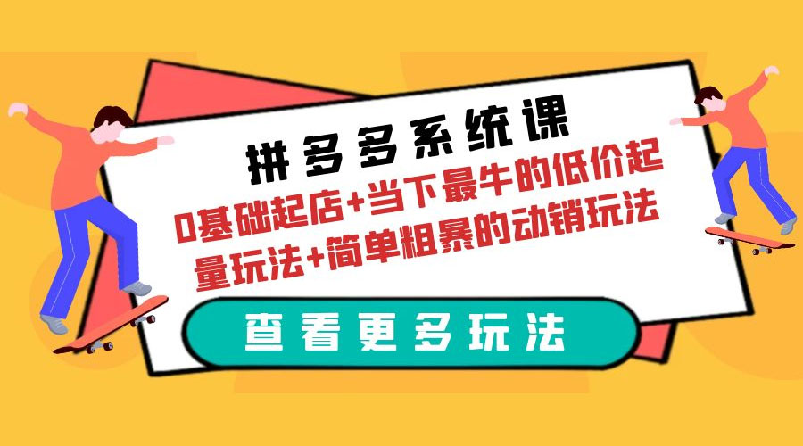 拼多多系统课：0 基础起店+当下最牛的低价起量玩法+简单粗暴的动销玩法 - 吾爱随笔资源网