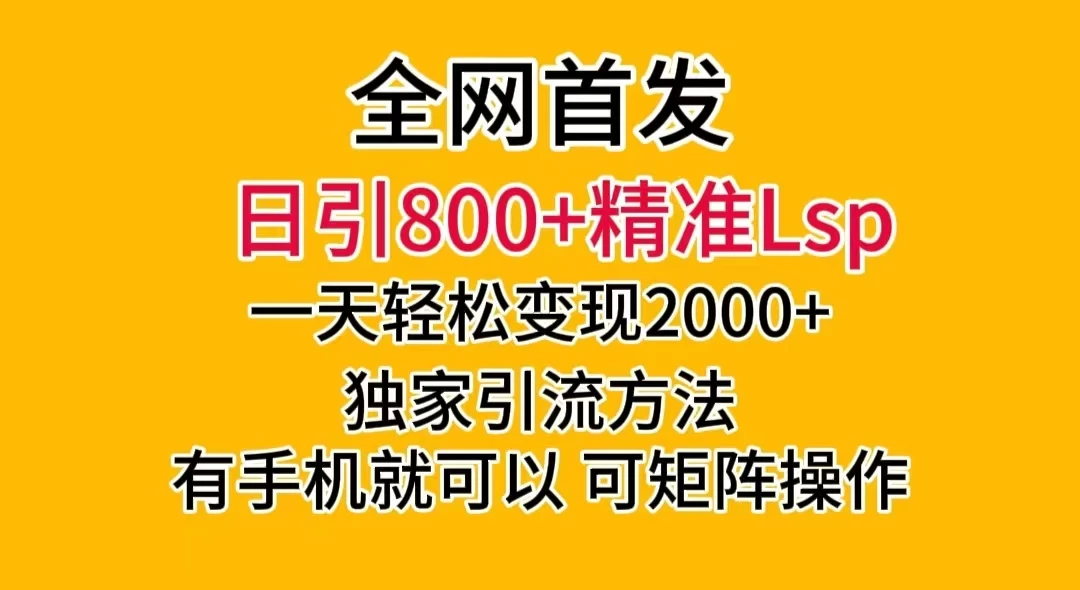 日引 800+ 精准老色批，一天变现 2000+，独家引流方法，可矩阵操作，月入 5W+ - 吾爱随笔资源网