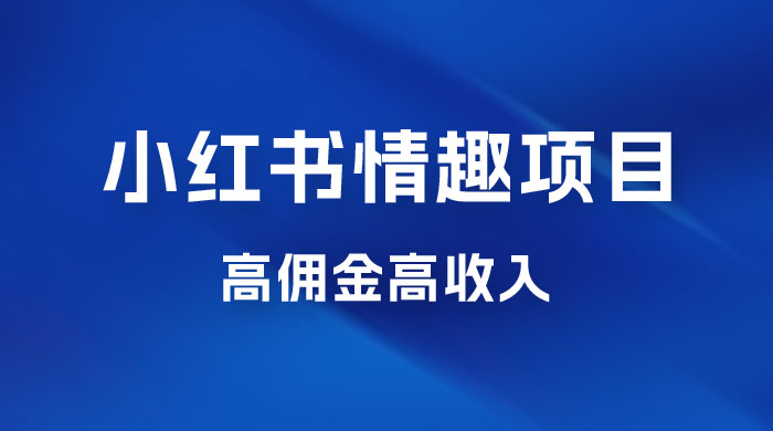 最新小红书情趣项目，日入千，高佣金高收入，操作简单，长期稳定 - 吾爱随笔资源网