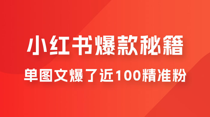 小红书单篇图文连爆秘籍，单图文爆了近 100 精准粉 - 吾爱随笔资源网