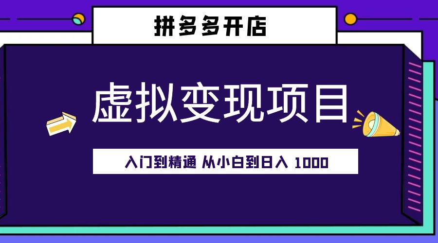 拼多多开店虚拟变现项目：入门到精通 从小白到日入 1000「完整版」 - 吾爱随笔资源网