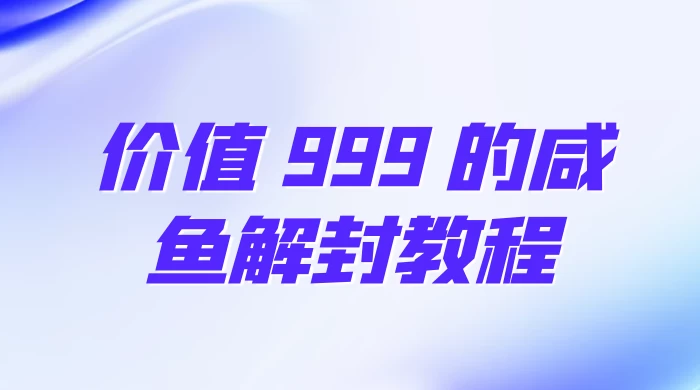 价值 999 的咸鱼解封教程 - 吾爱随笔资源网