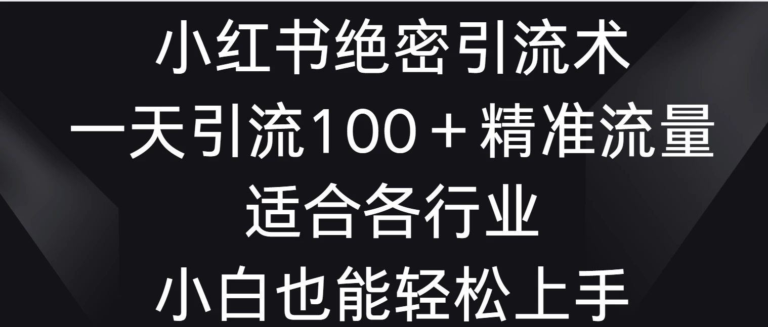 小红书绝密引流术，一天引流100＋精准流量，适合各个行业，小白也能轻松上手 - 吾爱随笔资源网