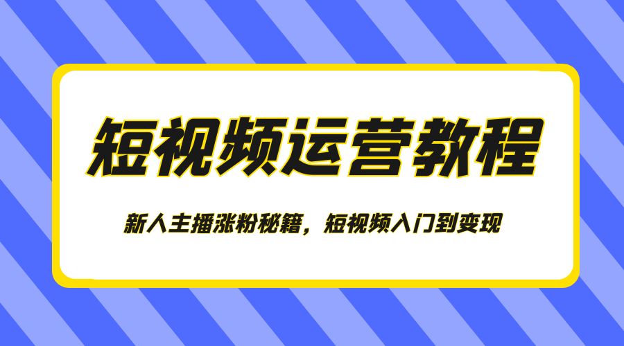 短视频运营教程：新人主播涨粉秘籍，短视频入门到变现 - 吾爱随笔资源网