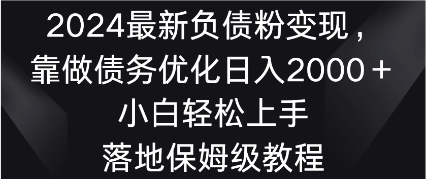 2024最新负债粉变现，靠做债务优化日入2000＋小白轻松上手 落地保姆级教程 - 吾爱随笔资源网